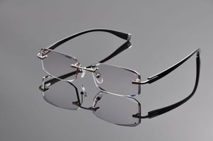 Wholesale 2019新しいエリートブランドピュアチタンリムレス眼鏡フレームメンズダイヤモンド切断近視の高さの光学メガネEV1264