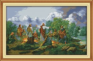 Jesus and his disciples home decor painting ,Handmade Cross Stitch Embroidery Needlework sets counted print on canvas DMC 14CT /11CT