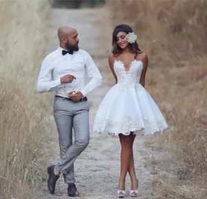 Sweetheart Short Casual Beach Lace Wedding Dress New A Line Bridal Gowns Custom Size Handmade Appliques Best Selling Fashion Romantic