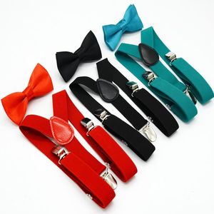 Barnbarn Suspenders Bowtie Set Justerbar elastisk suspender satt för Boys Girls Classic Accessory Age 1 till 10 år