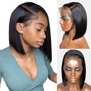 360 Lace Frontal Echthaar-Perücke mit Babyhaar, kurzer Bob, leimlos, brasilianischer Stil, für schwarze Frauen, Remy-Vorzupfen, natürlicher Haaransatz