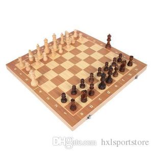 Fällbar Trä Chess Set International Chess Entertainment Game Set Folding Board Utbildning Hållbar och slitstark underhållning HXL