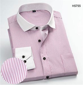 エレガントな男性ワークビジネスの結婚式のシャツの上の作品オフィスのドレスシャツの男性の長袖シャツビジネスカジュアルストライプのシャツ