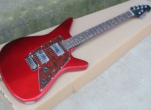 Chitarra elettrica rossa metallizzata a 6 corde con tastiera in palissandro, 22 tasti, personalizzabile
