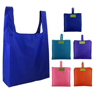 DHL 100pcs Eco Shopping Bag 2020 New Plain Oxford promozione creativa pieghevole riutilizzabile sacchetto di immagazzinaggio della spesa 9 colori