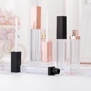 5 ml Lipgloss-Behälter, leere quadratische Lipgloss-Röhre, Make-up-Lippenöl-Behälter, Kunststoffröhrchen, Schwarz, Roségold