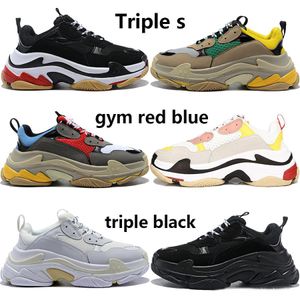 Triple S Platform Sneakers For Men Women Chaussures Paris 17fw Triple Black Cream Yellow Red Casual Shoes Party Shoes 3645