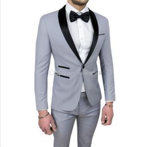 Baratos e Belas One Button Groomsmen xaile lapela noivo smoking Homens ternos de casamento / Prom / Jantar melhor homem Blazer (jaqueta + calça + gravata) A218