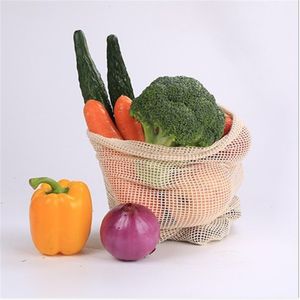 Useful Vegetable Bags Eco Cotton Shopping Bag Reusable Storage Mesh Bags Washable for Kitchen Home