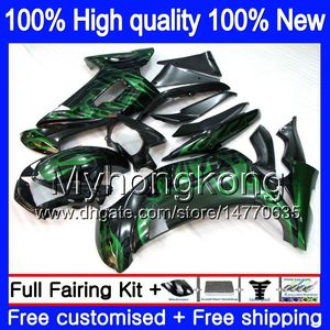 Bodys For KAWASAKI 650R ER6 F 650 R ER-6F 2006 2007 2008 204MY.0 ER 6 F 650R-ER6F ER6F 06 08 ER 6F 06 07 08 Full Fairing Kit Green flames