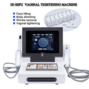 Nyaste 3D HIFU Instant Face Lift Hud Rejuvenation Body Slimming Anti Aging Machine Vaginal Drawing Machine med Totalt 10 patroner