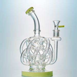 Super Cyclone Glass Bongs 12 Recycler Hookahs Vortex Recycler Oil Dab Rig 14mm 9 Inch Glass Water Pipes With Bowl