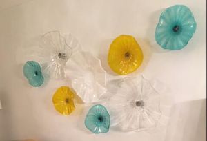 Pratos de flores personalizados Arte de parede Lâmpadas sopradas à mão Tigela/prato Prato de vidro Murano Mix Color Design