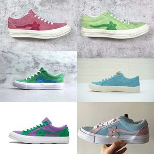 Basketball Shoes Skate 2019 New Ttc the Creator x One Star Golf Le Fleur Wang Suede Red Blue Purple Green Pink Sunflower Casual with Bag Size 36-45