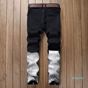 Hurtownia-męska zmartwiona Ripped Skinny Jeans Moda Designer Slim Motorcycle Moto Biker Męskie Dżinsowe Spodnie XM08