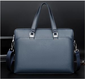 Ny varumärkesdesigner män axel portfölj svart läder designer handväska affärsbärda väska messenger bagdhl