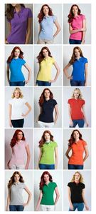 Summer Hot Sale Solid Collar T-shirt kvinnors korta ärm Polo Designer Casual Cotton Basic Topps gratis frakt