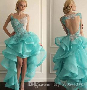 Appliqued Organza Prom Dress Newly Special Lace Tank Activity Vestido 2023 New Sexy High-Low V-Neck Dancing Party Dress 240