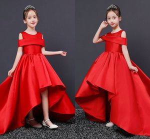 끄기 숄더 걸스 미식가 드레스 하이 로우 볼 가운 꽃가루 드레스 첫 성찬식 드레스 특별 행사 드레스 아이 2019