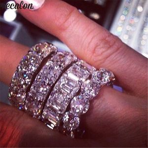 Anello Vecalon 5 Style Handmade Promise Diamond Cz 925 Sterling Silver Fedi nuziali per fidanzamento per donna Gioielli da uomo