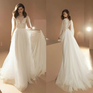 Hot vender barato vestidos de noiva Jewel mangas apliques de renda Tulle Dot Wedding Illusion vestido Sweep Trem Custom Made Vestidos de novia