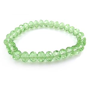 Light Green 8mm Faceted Crystal Beaded Bracelet For Women Simple Style Stretchy Bracelets 20pcs/lot Wholesale