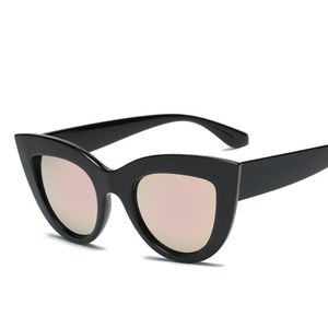 Partihandel-Cateye Sun Glasögon Matt Svart Kvinnor Män Märke Designer Kattögon Plast Solglasögon För Kvinna Clout Goggles UV400G