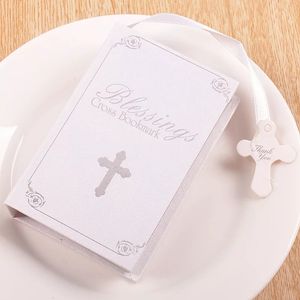 Srebrny Krzyż Bookmark Ślubny Przysięga Baby Shower First Communion Pamiątki Pamiątki Recuerdos Para Bautizo Party Gift Supplies