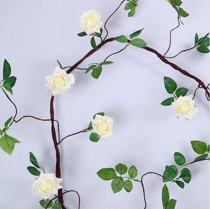 Slap-up Fiori artificiali schiuma di vite rosa polistirolo espanso rosa rattan per decorazioni di nozze 3 metri di lunghezza schiuma albero appassito rattan