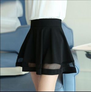 Женская юбка в стиле школы высокая талия летняя мини-юбка А-линия тонкая пленка для девушки с сетчатой ​​дизайном высокого качества RQ208