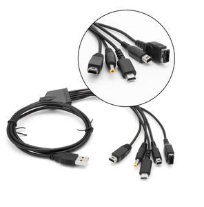 5 i 1 USB 1.2m Laddare Laddning Kablar Torka för NINTENDO NDSL / NDS NDSI XL 3DS / PSP / WII U GBA SP