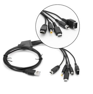 5 em 1 Cabos de carregamento de carregamento de carregador USB 1.2M para Nintendo NDSL / NDS NDSI XL 3DS / PSP / Wii U GBA SP