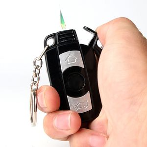 Torcia antivento LED Car Jet Lighter Turbo butano gas ricaricabile sigaro portachiavi accendino sigaretta colorata verde fiamma più leggera all'ingrosso nuovi uomini regalo