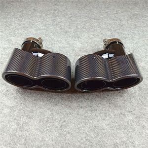 1 Çift H modeli Egzoz Borusu Parlak Karbon fiber Parlak siyah Akrapovic Çift Egzoz Susturucu Kuyruk Memesi Boruları