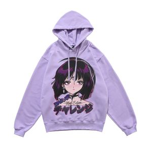 Mäns Hoodies Sweatshirts Mens Womens Hip Hop Hoodie Anime Girls Print Harajuku Casual Japanese Streetwear Pullovers Tops