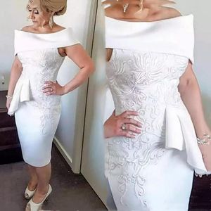 Vintage Sheath Mother of the Bride Dresses Knee Length With Peplum Formal Godmother Evening Wedding Party Gown Plus Size Custom Made