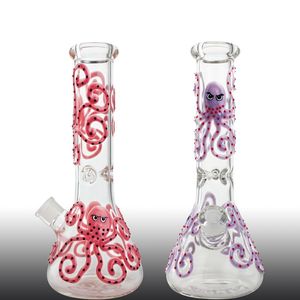 Dicke Octopus-Becher-Bong-Wasserpfeifen 13-Zoll-Bongs Handbemalte Octopus-Glaswasserpfeifen dap rig rosa lila Bong-Wasserpfeife