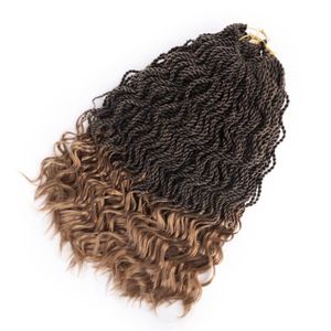 Prezent Haczyk Pre Twisted Fala Włosy Senegalskie Kwitki Half Curl Crochet Braids 16 cali Syntetyczne Przedłużanie Włosów 35Stands Natural Black Colored