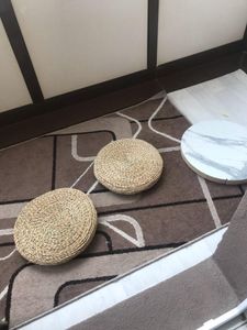 Naturlig pouf rund handgjord vävning naturlig halmdyna meditation kudde mjukt golv yoga stol sittmatta tatami fönster pad210o