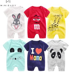 Billig bomull baby romer kortärmad kläder en bit sommar toddlerinfant tjej och pojke jumpsuits giraff