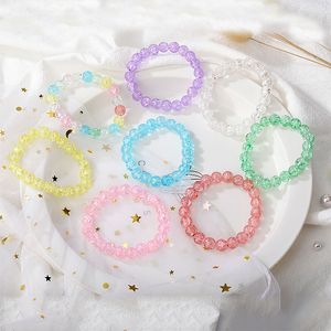 Elastische Kristallarmbänder großhandel-Elastic Popcorn Kristall Perlen Armband Armreif Charms Anhänger Mädchen Bunte Mode Glas Perlen Armbänder für Kind Kinder
