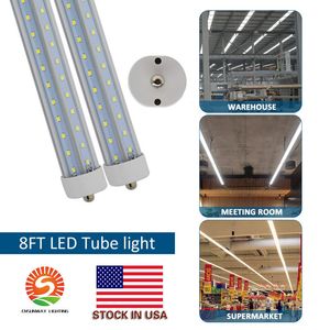 T8 8ft LED-rör Light Single Pin FA8 8ft LED-glödlampor 120W 45W 72W V-formade LED-ljusrör AC85-265V + lager i USA