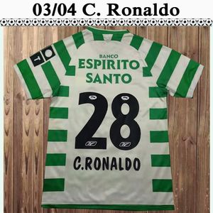 Wholesale ronaldo white resale online - 03 C RONALDO Mens RETRO Soccer Jerseys FERNANDES NICULAE Home Green White Football Shirt KUTUZOV BENTO camisa de futebol Adult Uniforms
