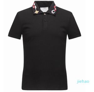 Moda- Verão Itália Tee T-shirt do desenhista camiseta polo High Street Bordados Garter Snakes Little Bee Impressão Vestuário Mens Polo