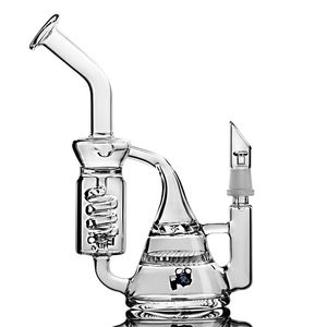 Unik BIO Beaker Bong Handgjord vattenpipa Tjocklek Bas Vapor Water Pipe Fliter Perc Hookah Sprial Recycler Dab Rig Glas Bongs