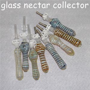 Vidros de água de nectar de vidro mini cachimbo de água com unhas de titânio gr2 10mm concentrado dab palhetas de óleo de palha