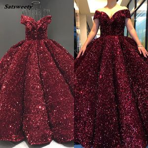 Wholesale short front long back ball gown for sale - Group buy Gold Dubai Sweetheart Sexy Plus Size Prom Dresses Sequined Off Shoulder Luxury Evening Gowns Couture Dress