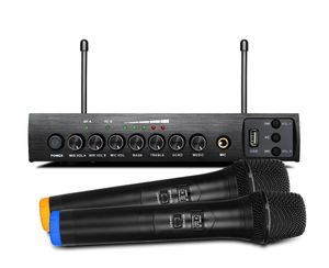 Proyector De La Máquina al por mayor-S M Sistema profesional de micrófono inalámbrico UHF con USB Echo de doble canal para el canto del Karaoke Máquina Multimidia altavoz del proyector