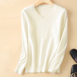 Natürliche kaschmir frauen pullover mit v-ausschnitt winter warme pullover weibliche herbst weiche stretch jumper top beiläufige kurze pullover