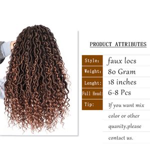 18inch gudinna LOCS Curly Crochet Braid Bohemian Hair Extensions Mjuka syntetiska flätor Hårförlängningar för svart Kvinnor Syntetiskt hår för fläta Före Looped